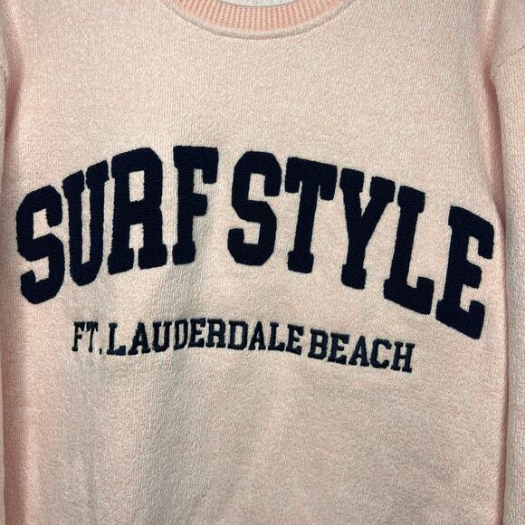 Surf Style Pink and Blue Crew Neck Sweatshirt Size Small Cozy Super Soft Coastal - Picture 3 of 10